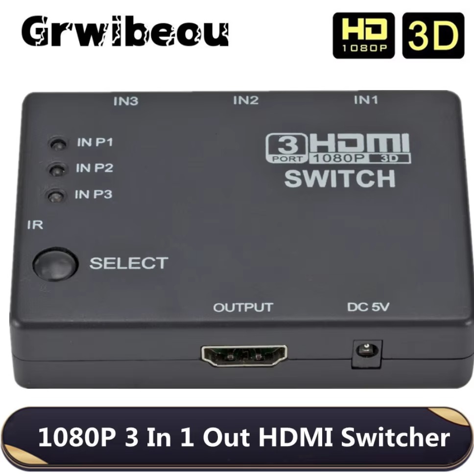 Esports Gaming Hub - Pengalih HDMI 3x1 sakelar KVM 1080P,