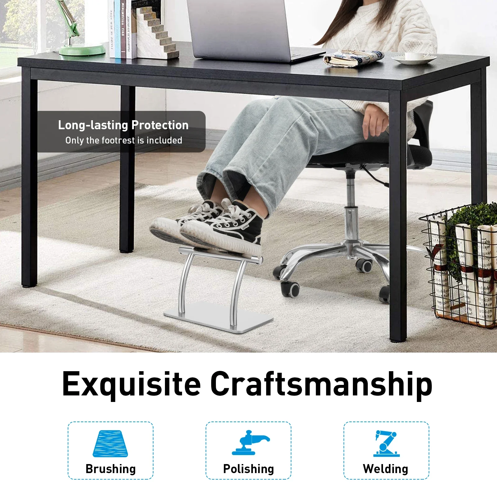 Sandaran Kaki Baja Tahan Karat - Footrest Under Desk ulasan dan harga