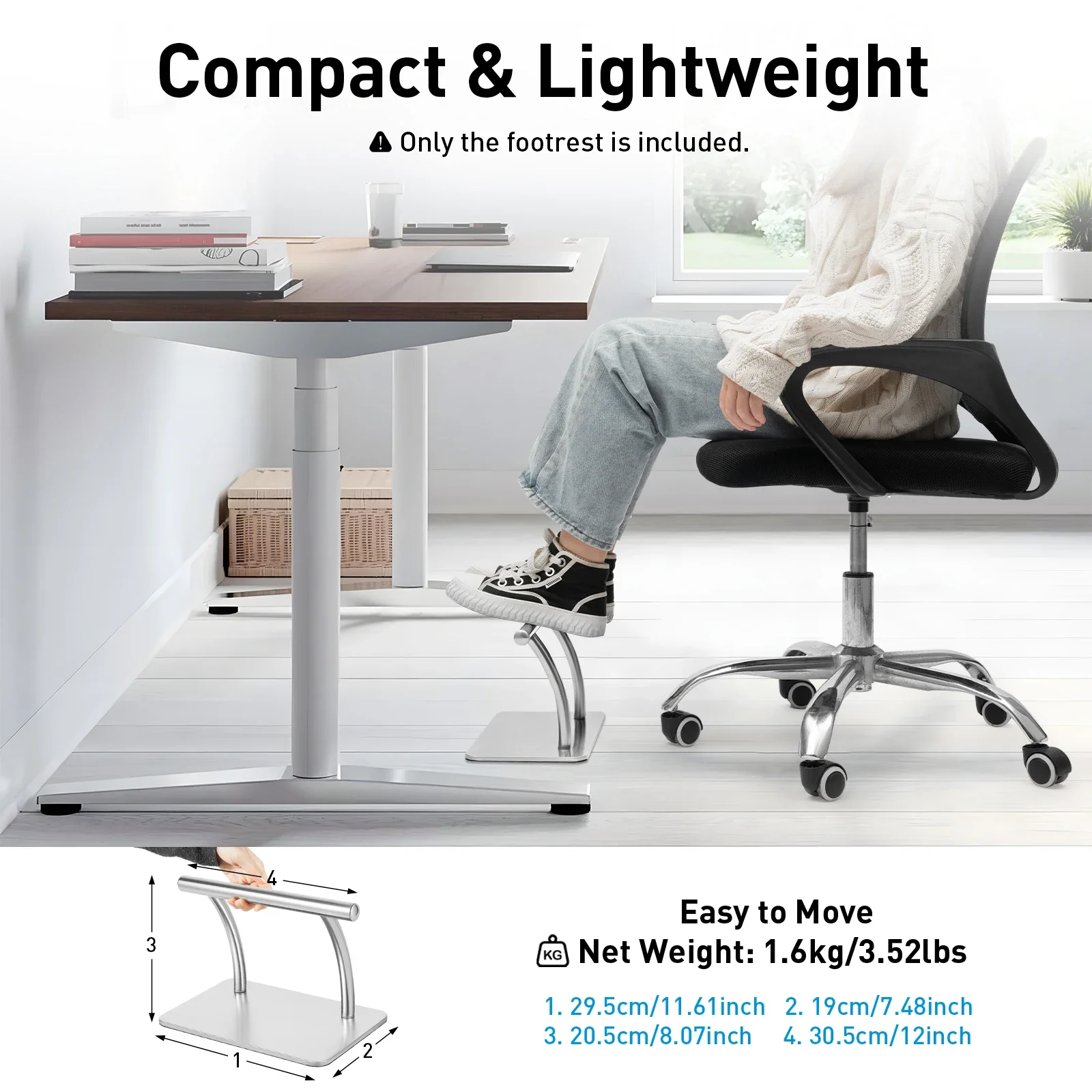 Sandaran Kaki Baja Tahan Karat - Footrest Under Desk ulasan dan harga
